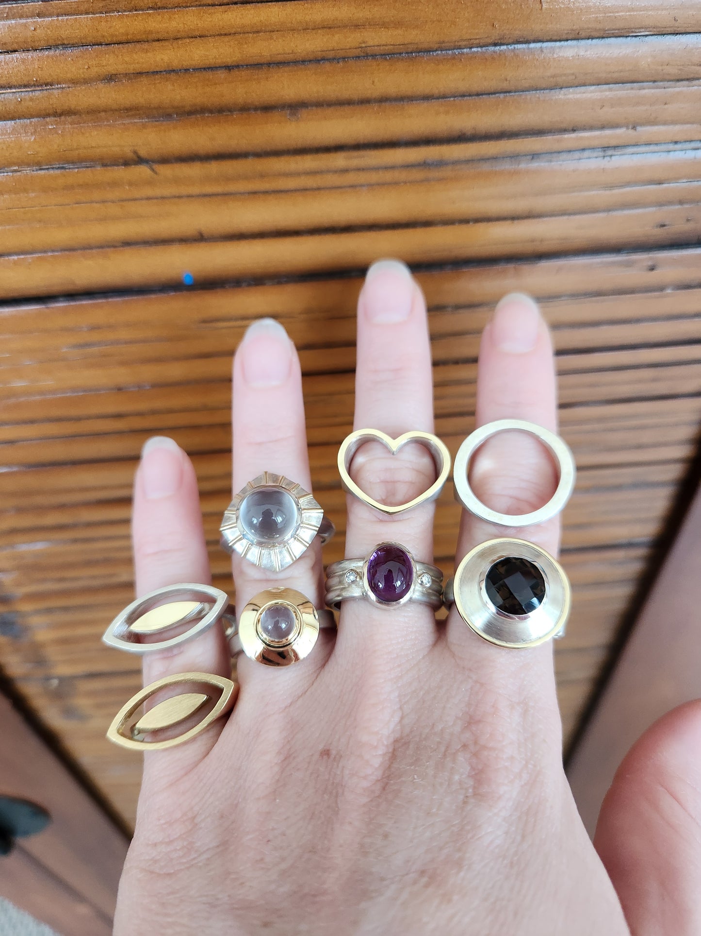 Sterling Silver & 18 Karat Yellow Gold "My Eye On You" Ring With Brushed Finish