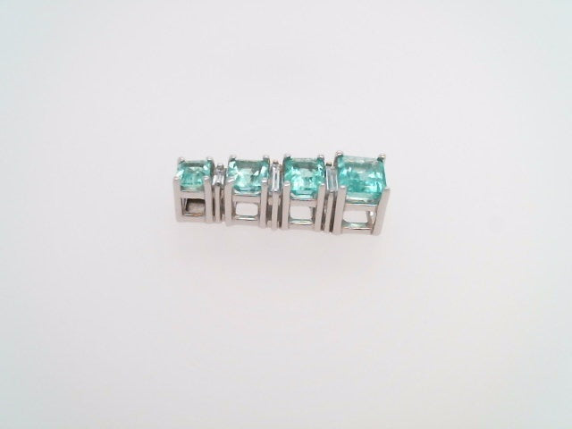 14 Karat White Gold Emerald & Diamond Pendant
