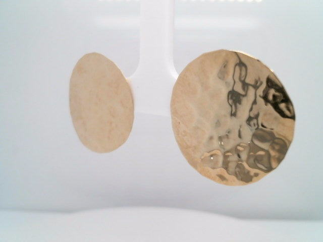 Vintage 14 Karat Yellow Gold 26 Mm Hammered Disc Stud Earrings
