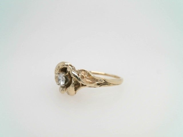 Vintage 14 Karat Yellow Gold & Platinum Rose Floral Diamond Engagement Ring