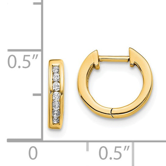14 Karat Yellow Gold Diamond Hoop Earrings