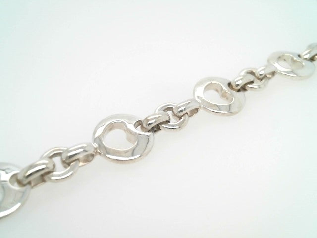 Vintage Sterling Silver Cut Out Stencil Heart Link Bracelet, 7.5"