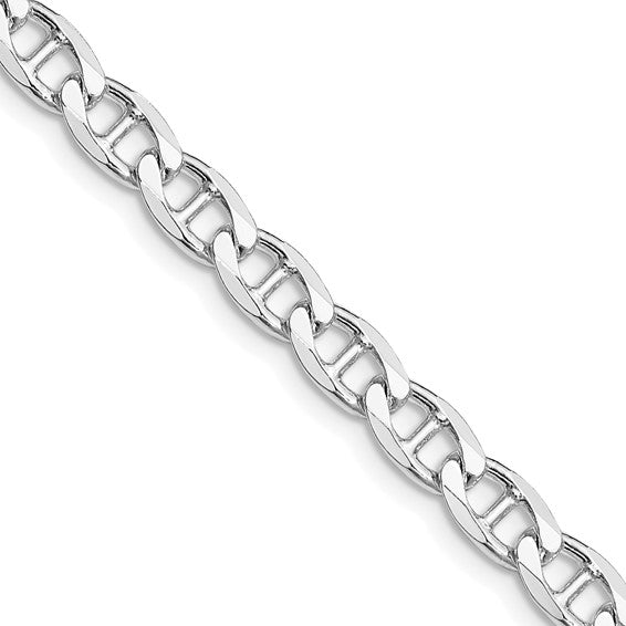 Sterling Silver Rhodium Plated 5.7Mm Flat Cuban Anchor Chain 24"