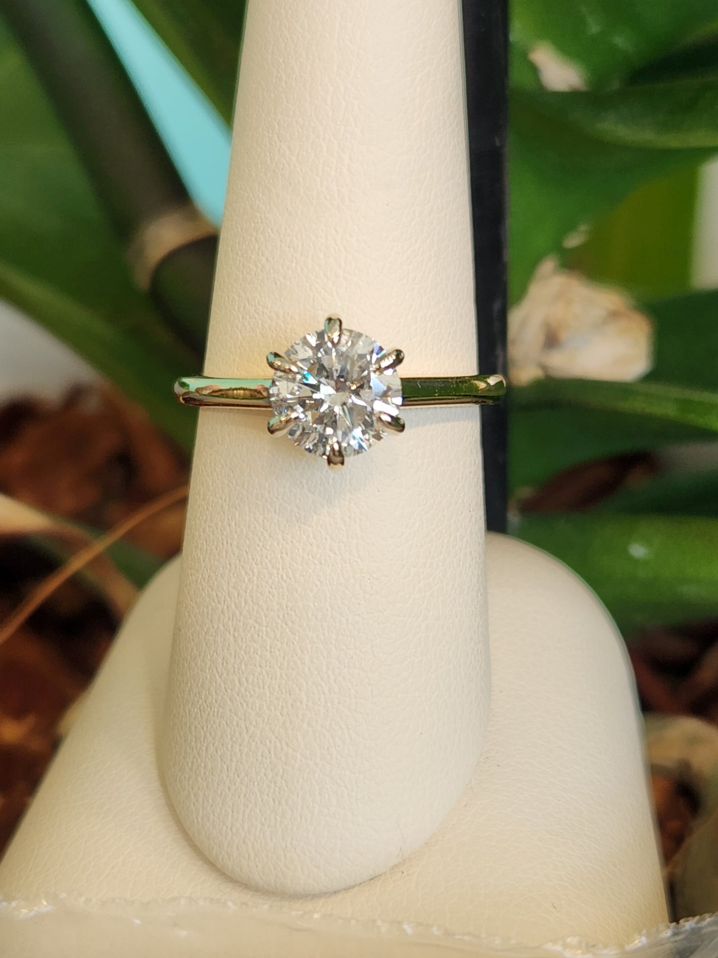 14 Karat Yellow & White Gold Diamond 6 Claw Prong Solitaire Engagement
