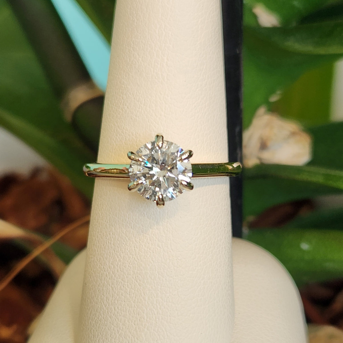 14 Karat Yellow & White Gold Diamond 6 Claw Prong Solitaire Engagement