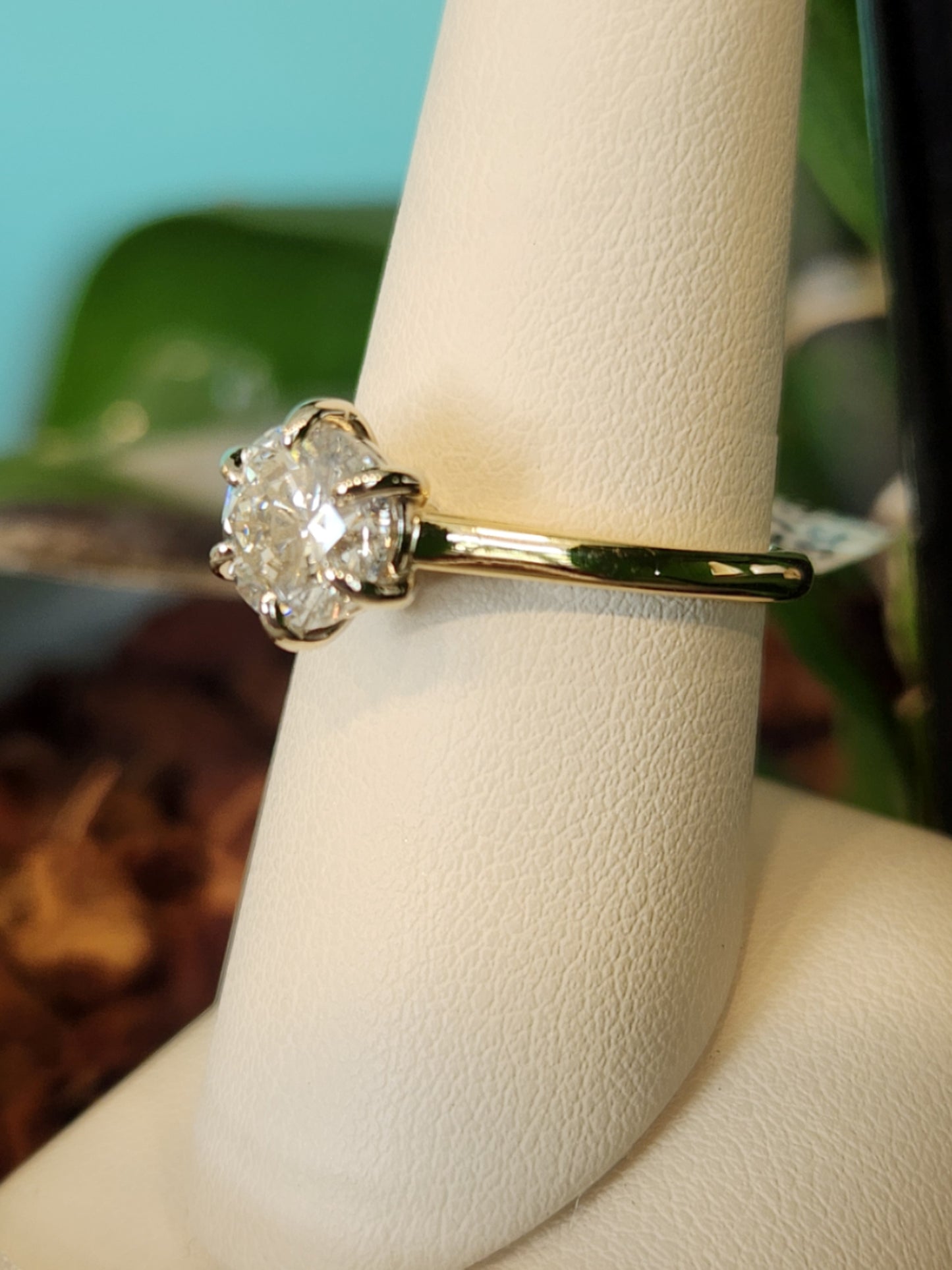 14 Karat Yellow & White Gold Diamond 6 Claw Prong Solitaire Engagement