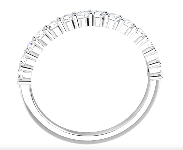 14 Karat White Gold Shared Prong Diamond Wedding Band