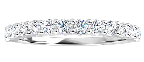 14 Karat White Gold Shared Prong Diamond Wedding Band
