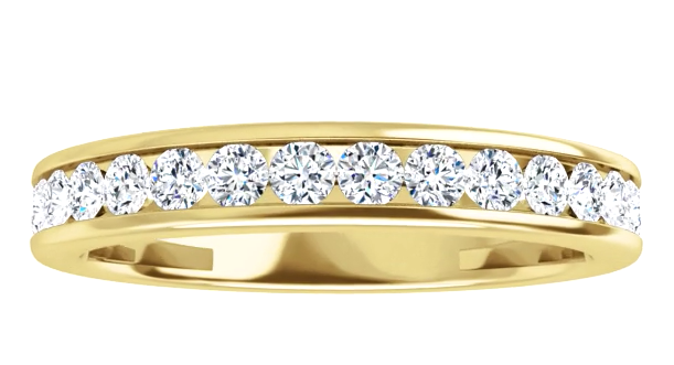 14 Karat Yellow Gold Channel Set Diamond Wedding Band