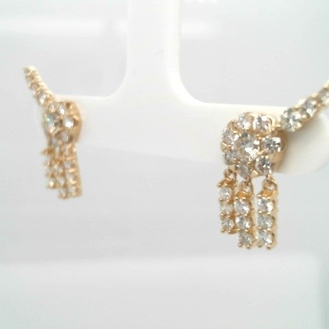 14 Karat Yellow Gold Diamond "Shooting Star" Earrings With Diamond Fringe Dangles