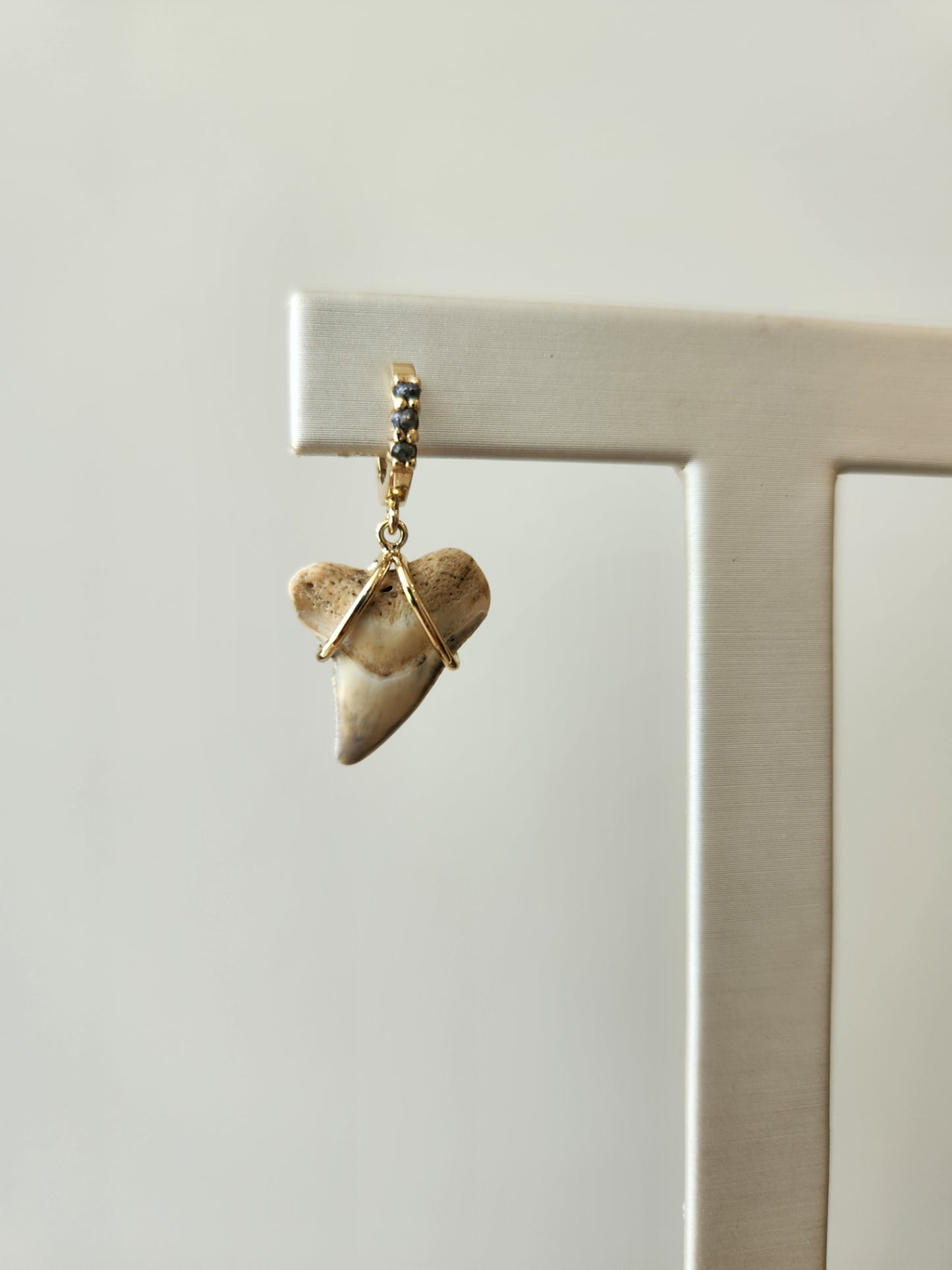 14 Karat Yellow Gold Shark's Tooth & Rough Diamond Earrings