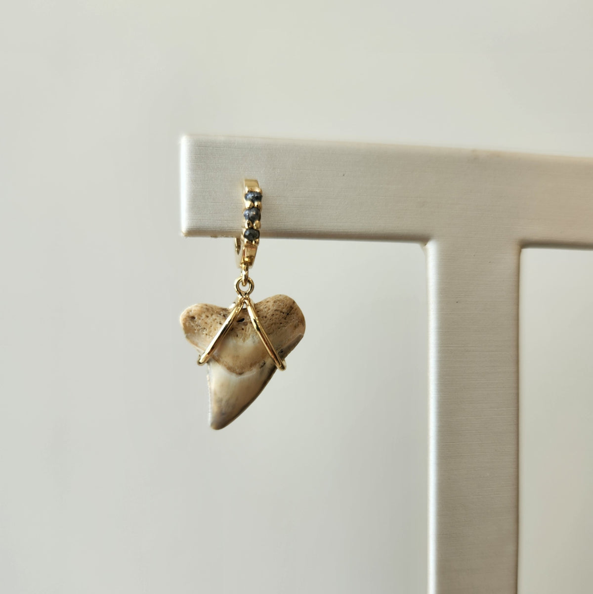 14 Karat Yellow Gold Shark's Tooth & Rough Diamond Earrings