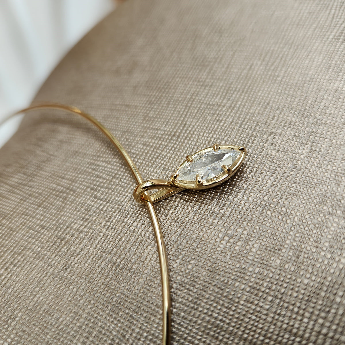 14 Karat Yellow Gold Bezel Style 6 Prong Set Marquise Diamond Solitaire Pendant
