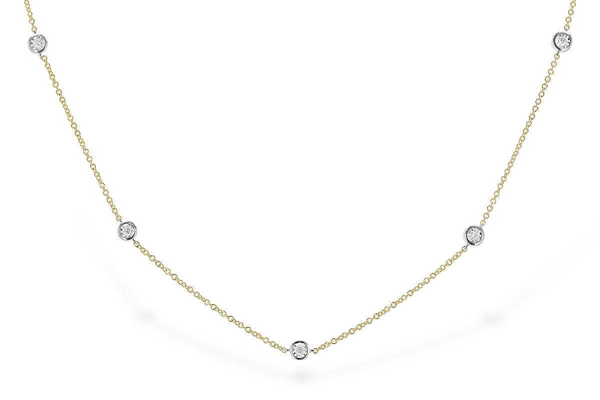 14 Karat Yellow And White Gold Double-Sided Diamond By The Yard Necklace, 18"