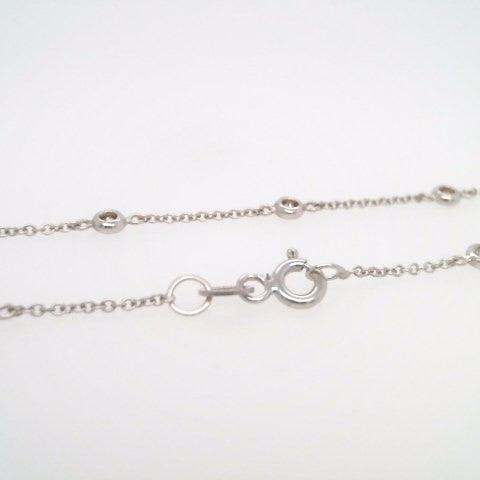 18 Karat White Gold "By The Yard" Style Bezel Set Diamond Necklace 16"