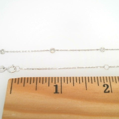 14 Karat White Gold Diamond "By The Yard" Style Necklace, Adjustable 16-18"