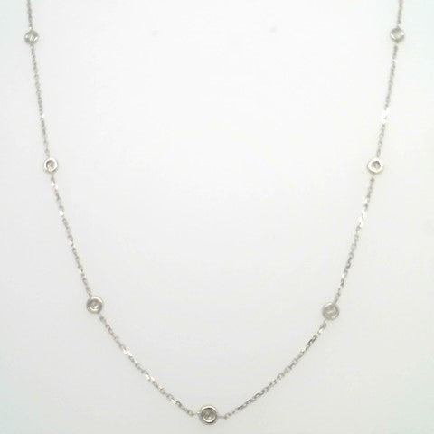 14 Karat White Gold Diamond "By The Yard" Style Necklace, Adjustable 16-18"