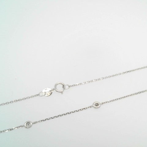 14 Karat White Gold Diamond "By The Yard" Style Necklace, Adjustable 16-18"