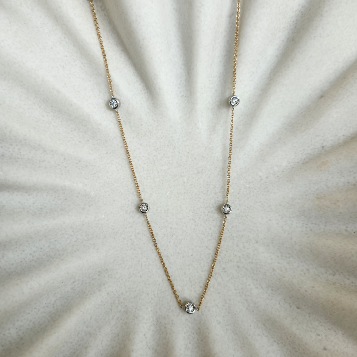 14 Karat Yellow And White Gold Double-Sided Diamond By The Yard Necklace, 18"