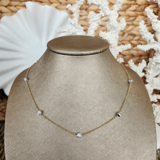 14 Karat Yellow And White Gold Double-Sided Diamond By The Yard Necklace, 18"