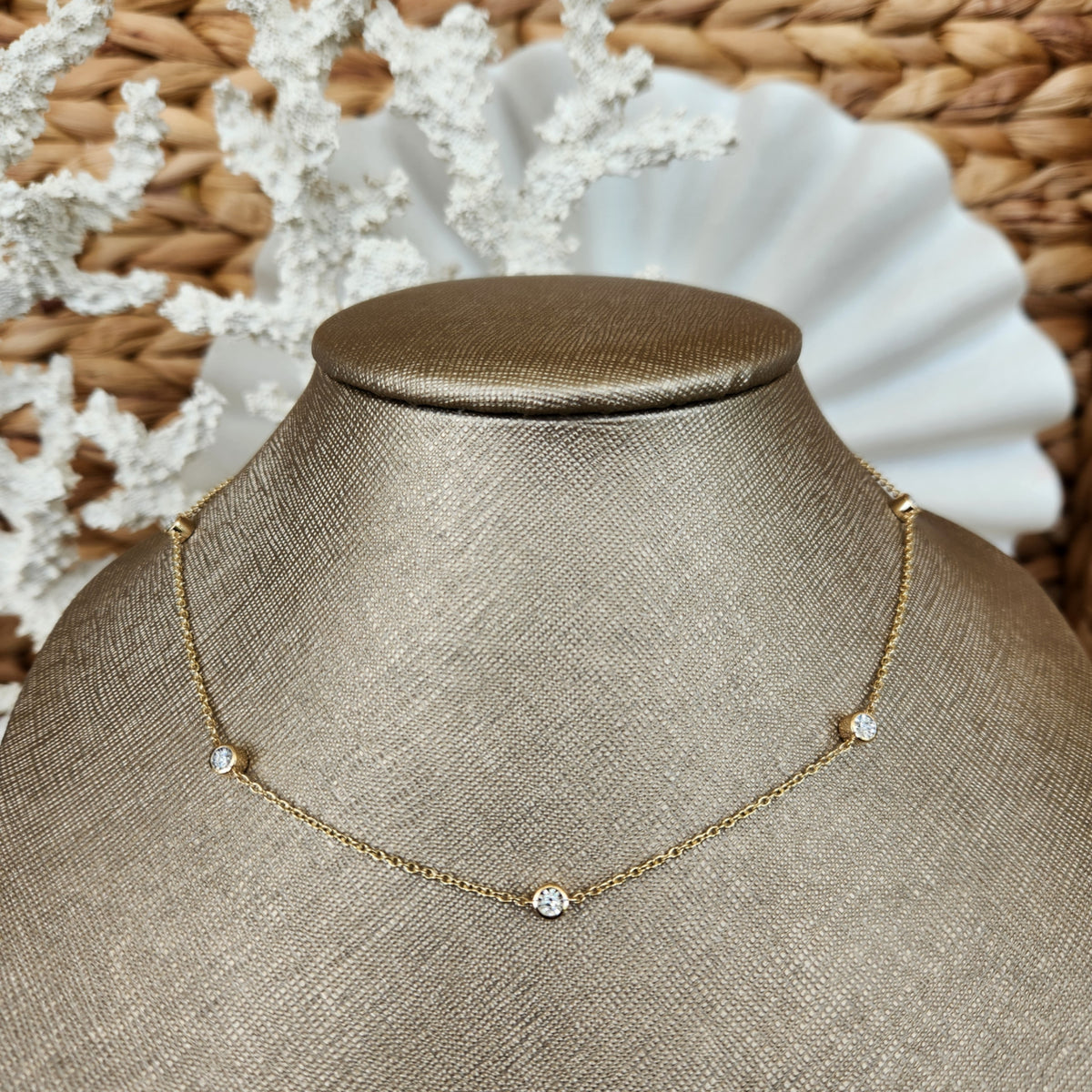 14 Karat Yellow Gold Double-Sided Diamond By The Yard Necklace, 18"