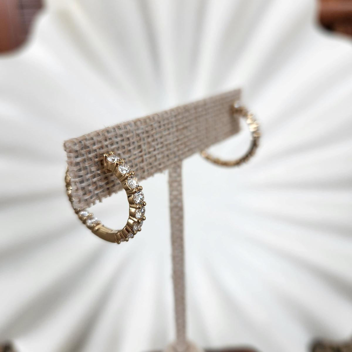 14 Karat Yellow Gold Lab-Grown Diamond Inside-Outside Hoop Earrings