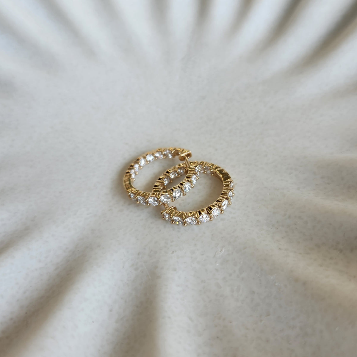 14 Karat Yellow Gold Lab-Grown Diamond Inside-Outside Hoop Earrings