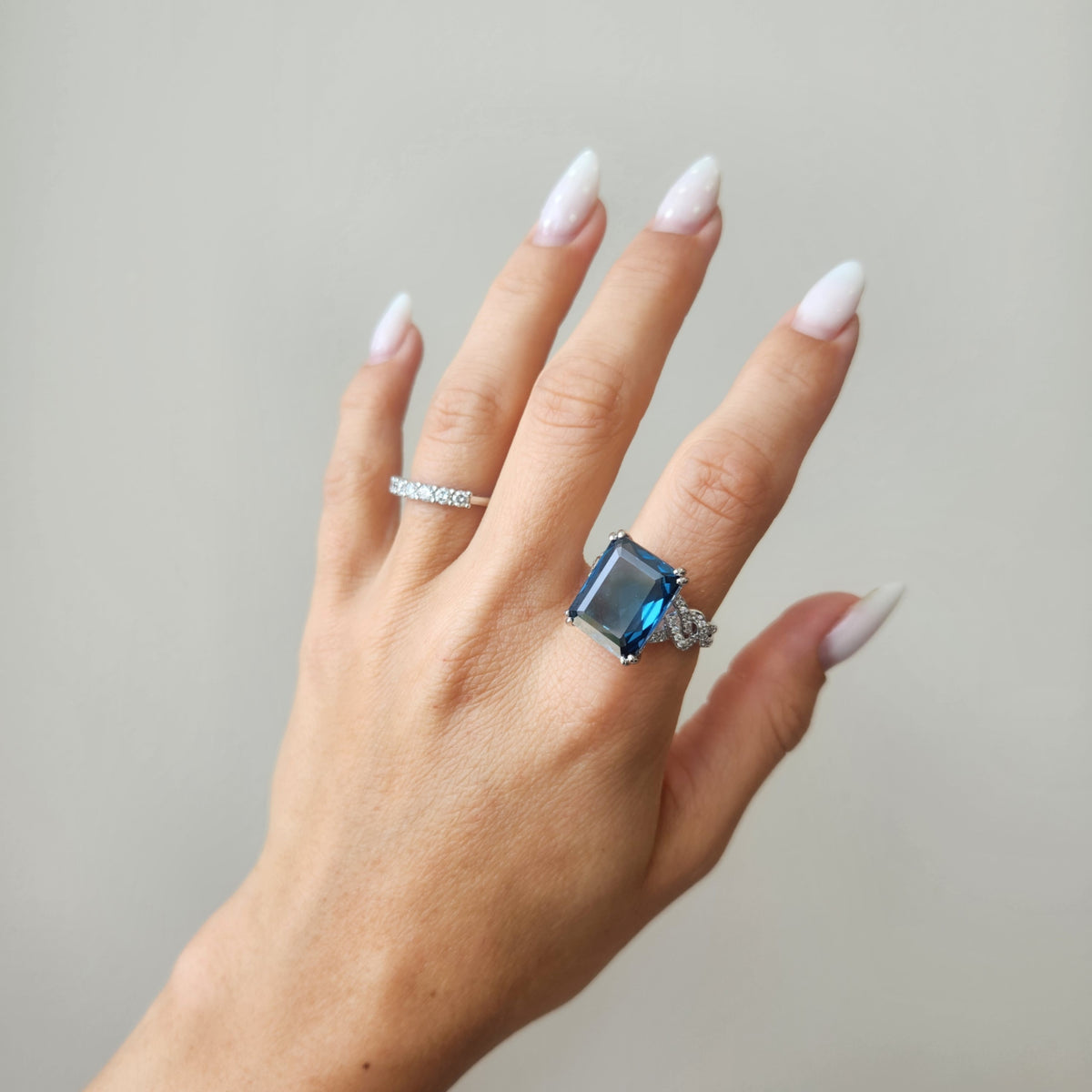 14 Karat White Gold London Blue Topaz & Diamond Ring
