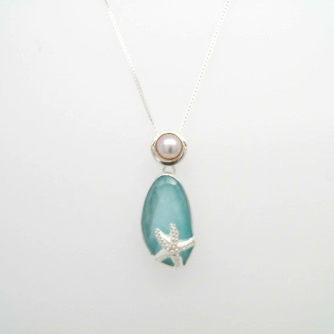 Sterling Silver And 22 Karat Gold Vermeil Necklace With Amazonite + Mo
