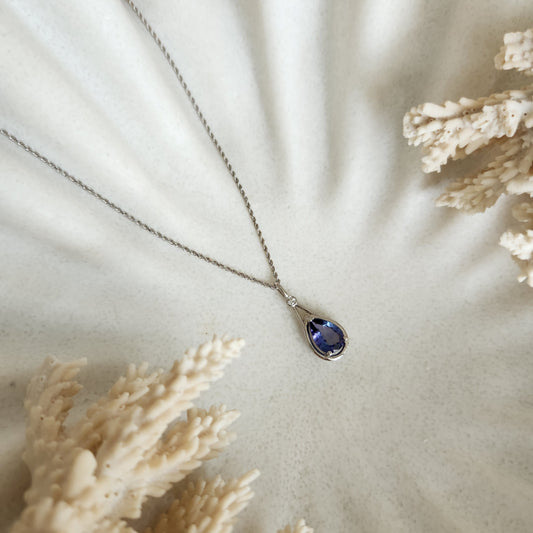 14 Karat White Gold Tanzanite & Diamond Pendant