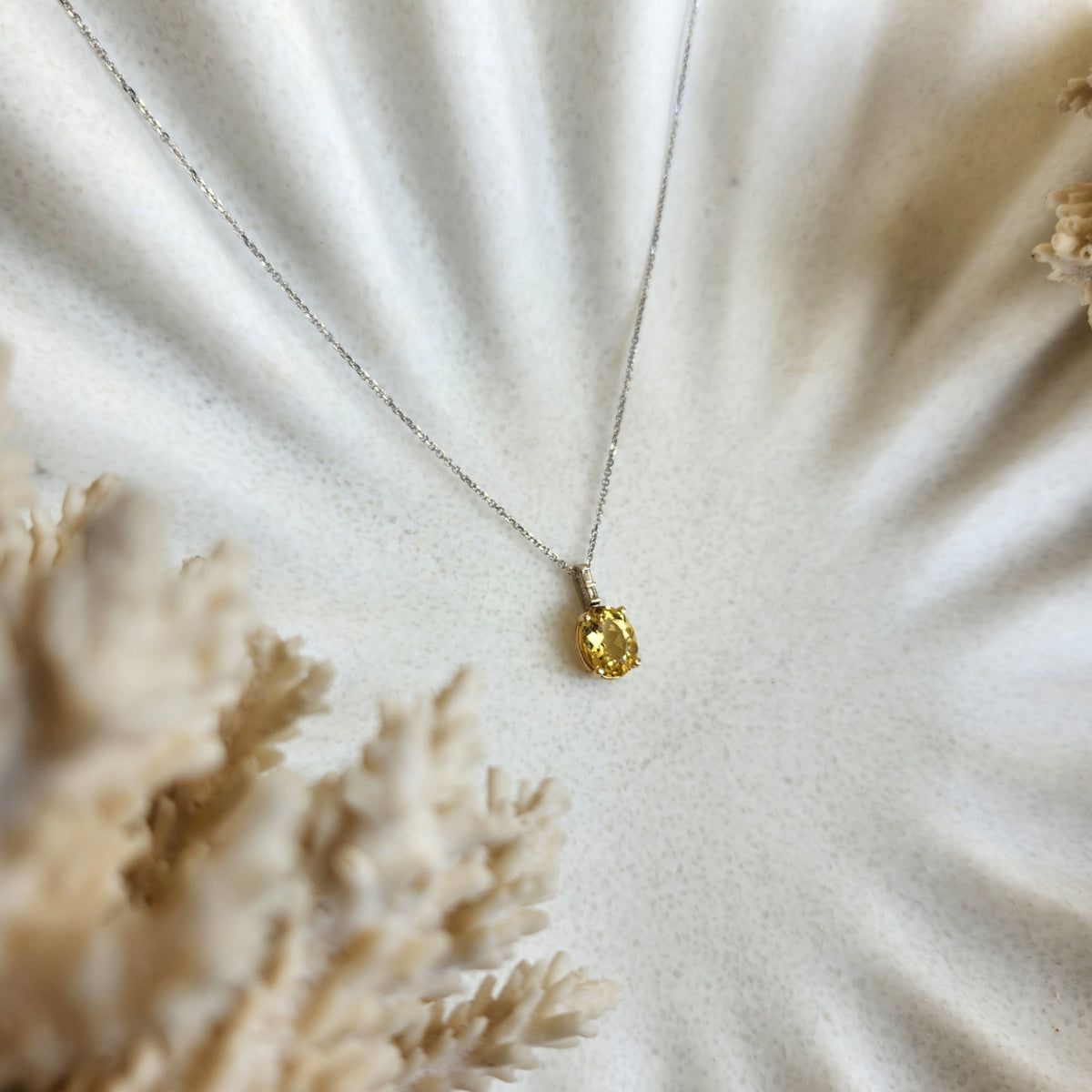 14 Karat Yellow & White Gold Heliodor & Diamond Pendant