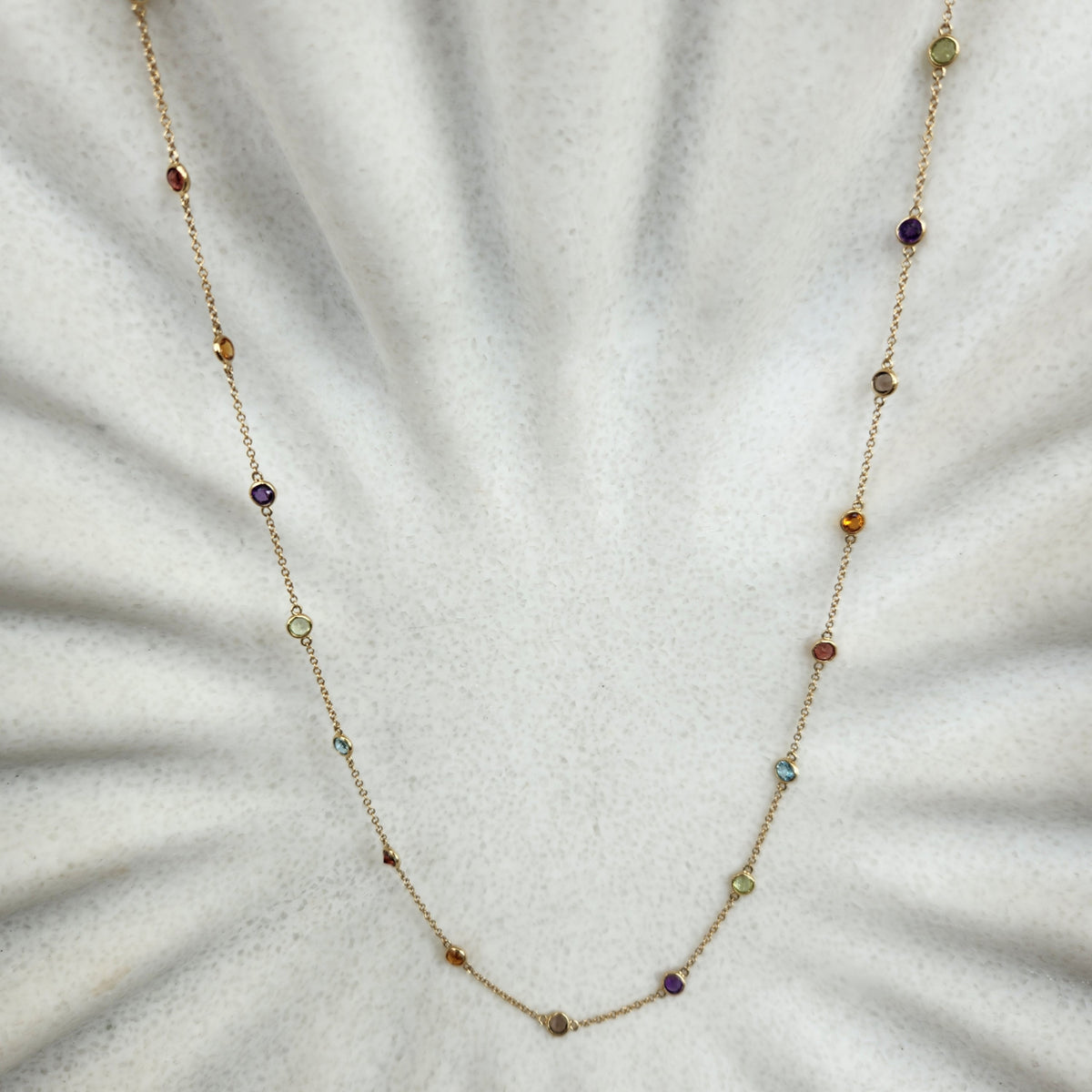 14 Karat Yellow Gold Bezel Set Multicolored Gems "By The Yard" Style N
