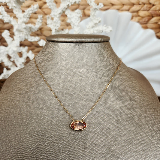 14 Karat Yellow Gold Imperial Topaz Paperclip Necklace, 18'