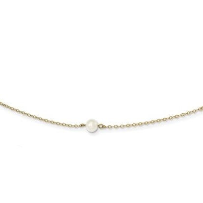 14 Karat Yellow Gold 5-6 Mm Cultured Freshwater Pearl By The Yard Style Necklace 16"