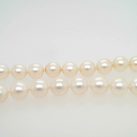 14 Karat Yellow Gold 6.5 Mm Near Round Cream Cultured Akoya Pearl Necklace, 18"