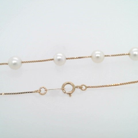 14 Karat Yellow Gold 5-6 Mm Cultured Freshwater Pearl "By The Yard" Style Necklace, 17"