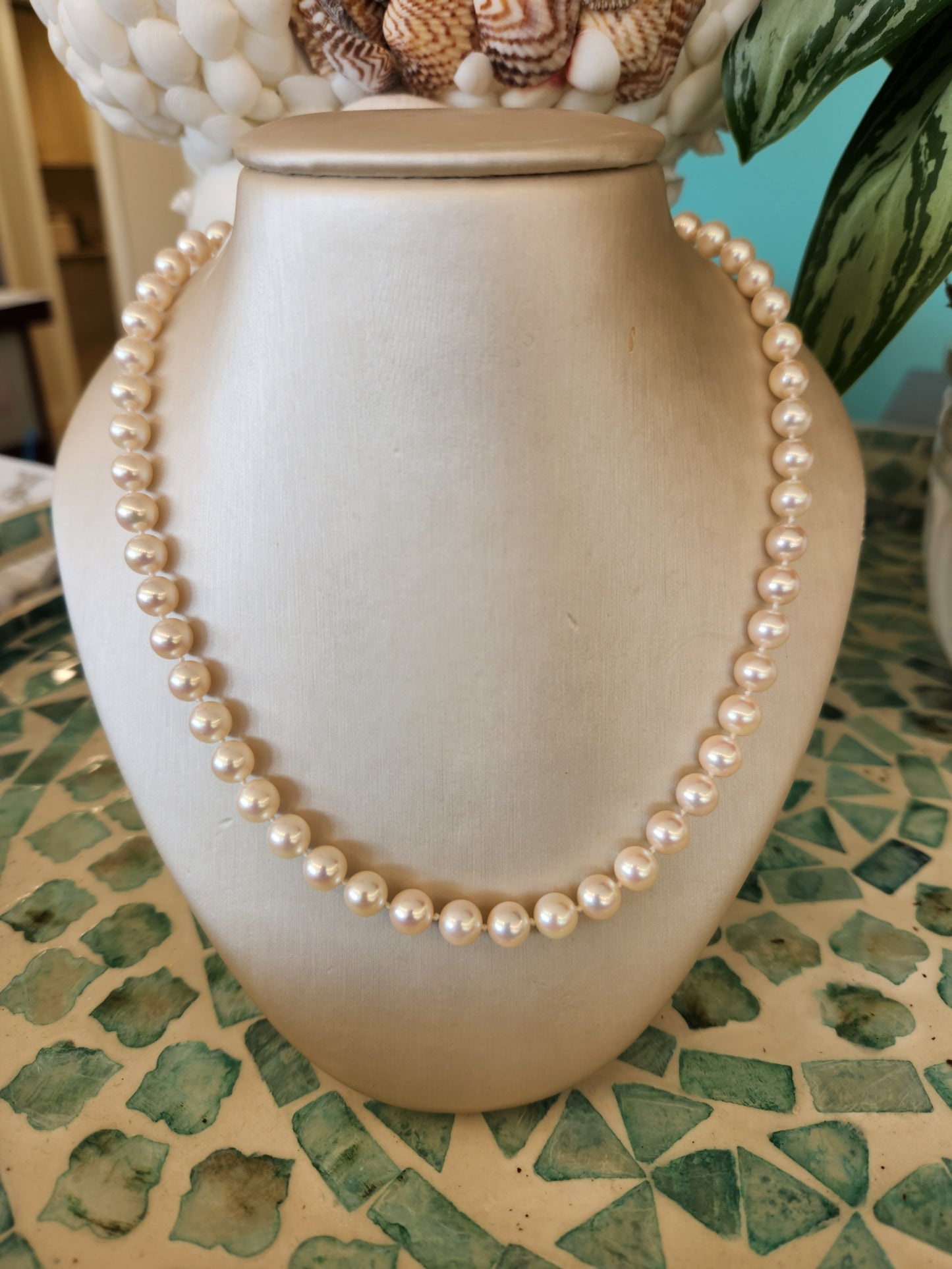 Vintage Mikimoto 18 Karat Yellow Gold 6.5 Mm Akoya Pearl Strand Necklace, 17.5"