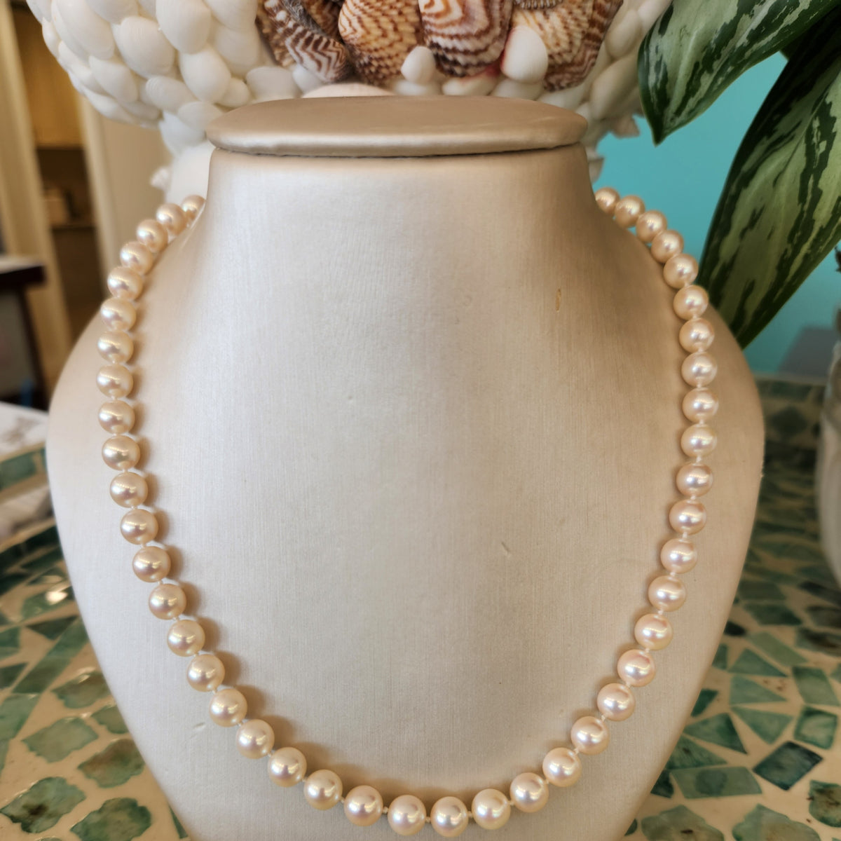 Vintage Mikimoto 18 Karat Yellow Gold 6.5 Mm Akoya Pearl Strand Necklace, 17.5"