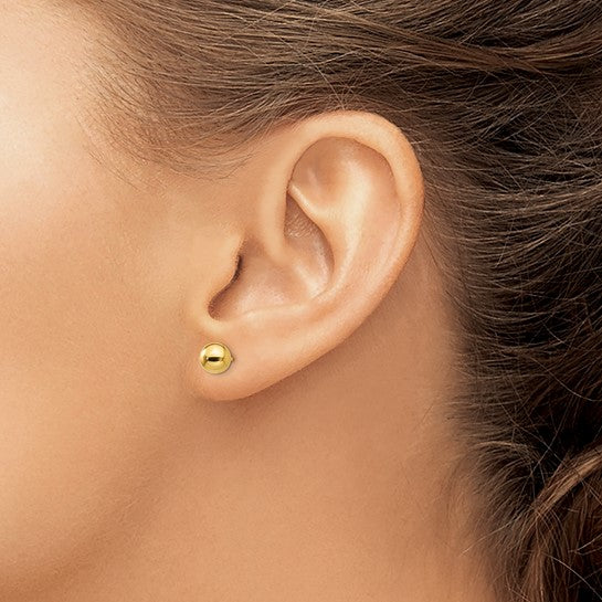 14 Karat Yellow Gold 6 Mm Ball Style Stud Earrings