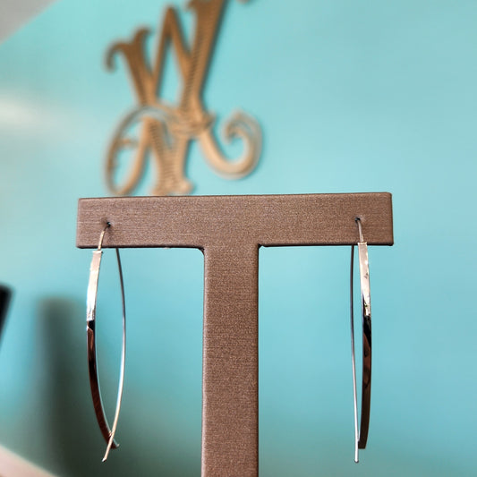 14 Karat White Gold Square Tube White Threader Earrings