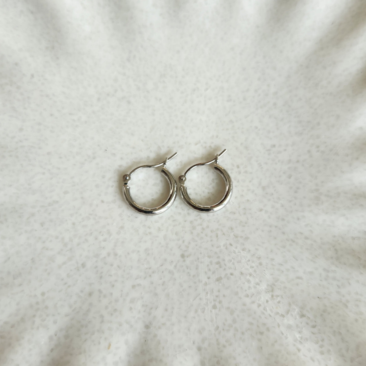 14K White 2mmx12mm Lightweight TUbe Hoop Earrings