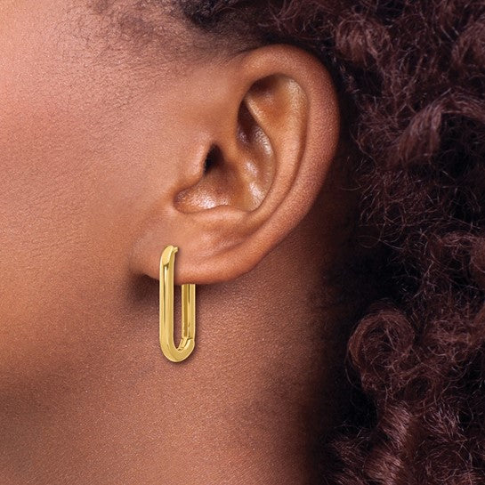 14 Karat Yellow Gold 2.5Mm X 10.7Mm X 20.5Mm Rectangle Hoop Earrings