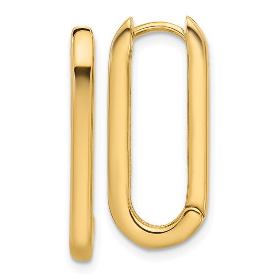 14 Karat Yellow Gold 2.5Mm X 10.7Mm X 20.5Mm Rectangle Hoop Earrings