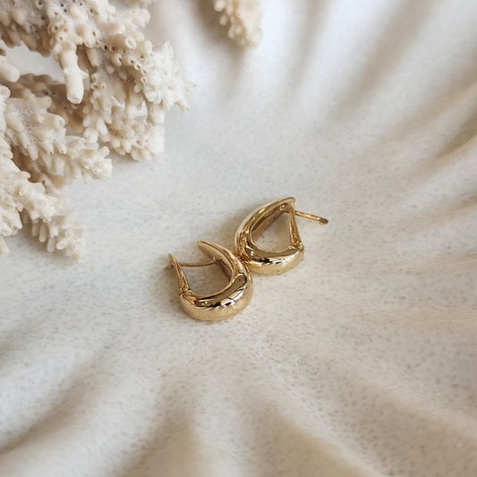 14K Yellow Gold Polished Fancy Tapered Teardrop Hinged Omega Back Earrings
