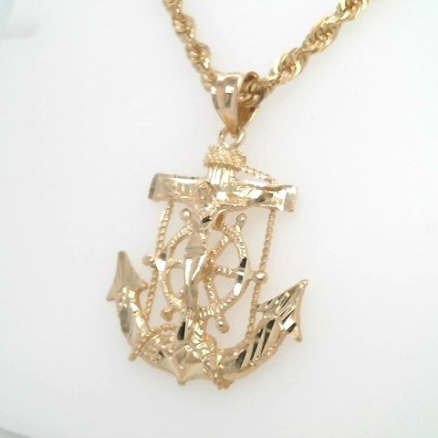 14 Karat Yellow Gold Mariner's Cross Pendant