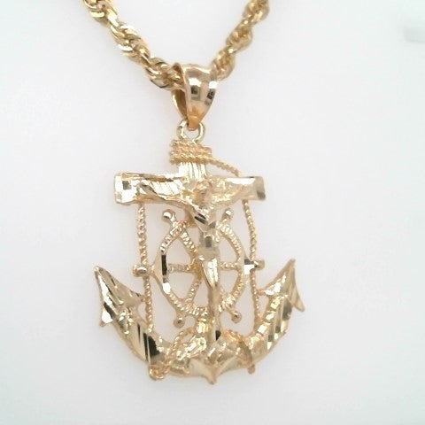 14 Karat Yellow Gold Mariner's Cross Pendant