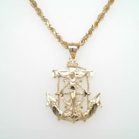 14 Karat Yellow Gold Mariner's Cross Pendant