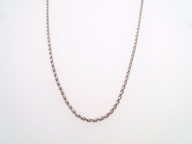 14 Karat White Gold 16 Inch Diamond Cut Wheat Chain