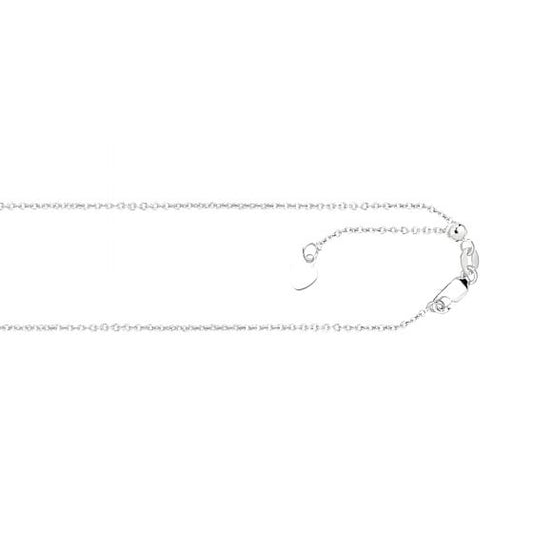 14 Karat White Gold 1.1 Mm Adjustable Cable Chain With Lobster Clasp 22"