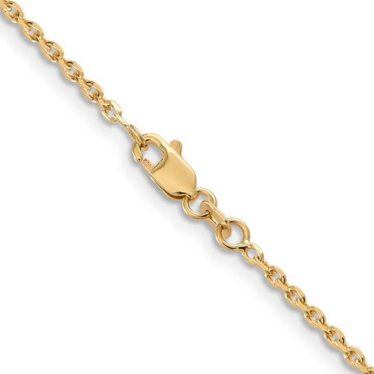 14 Karat Yellow Gold 1.65 Mm Diamond Cut Cable Chain 18"